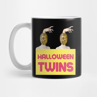 HALLOWEEN TWINS with Witch Hand (2) - Halloween Witches | Witch Mask | Halloween Costume Mug